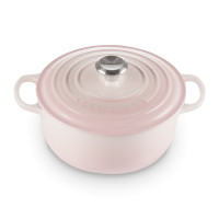 Кастрюля с крышкой, 2,4 л, 20 см, чугун, розовый, серия Shell Pink, LE CREUSET, Франция