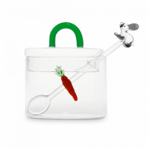 Сахарница с ложкой «Кролик и морковка», 9 см, 300 мл, стекло боросиликатное, серия Monterey, WD Lifestyle, Италия, Сахарница с ложкой