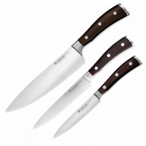 Набор из 3-х кухонных ножей поварская тройка, серия Ikon, WUESTHOF, Золинген, Германия, Набор ножей сантоку