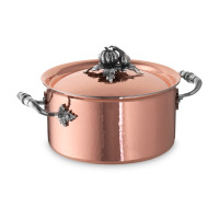 Медная кастрюля, диаметр: 20 см, объем: 3,5 л, крышка с посеребренной декорированной ручкой, серия Opus Cupra, RUFFONI, Италия
