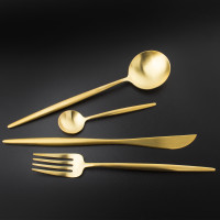 Набор столовых приборов на 6 персон, 24 предметов, матовое покрытие, золотистый, серия Moon Gold Brushed, CUTIPOL, Португалия_00799830058659999659.jpg