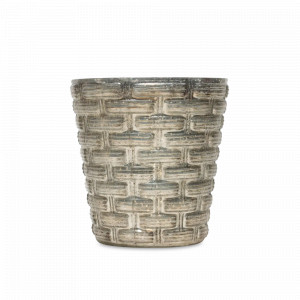 Подсвечник для интерьерной свечи ANTIQUE SILVER, 19 см, стекло, серебристый, ROOMERS FURNITURE, Нидерланды, Подсвечники и канделябры