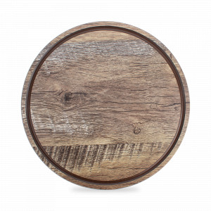 Доска круглая для нарезки и сервировки с желобом, 24 см, дуб мореный, композитный материал, серия Fashion, ComposeEat, Россия, НОВИНКИ