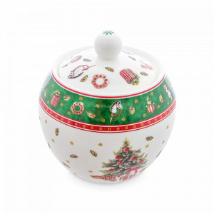 Сахарница Green, 250 мл, фарфор, белый, декор, серия New Year, REPAST, Чехия, Сахарницы