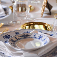 Тарелка пирожковая Bianco e arancione, 16 см, фарфор, белый, синий, серия Neos Anthiros, LE COQ, Италия_00818150058512376234.jpg