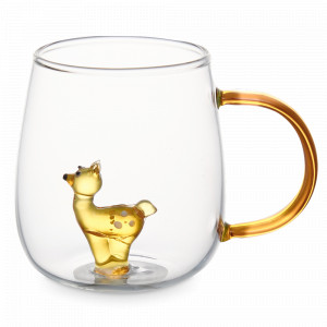 Кружка Олененок, 400 мл, боросиликатное стекло, оранжевая ручка, DECOR DE TABLE, Россия, Кружки