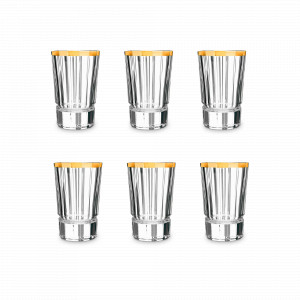 Набор из 6-ти стопок Gold, 60 мл, хрустальное стекло, позолота, серия Macassar, CRISTAL D ARQUES, Франция, Стопки для водки и текилы