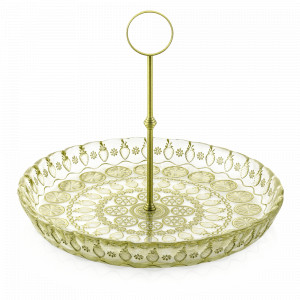 Чаша для фруктов с металлической стойкой, диаметр 32 см, цвет зеленый, стекло, серия Vitaminic, IVV, Италия, IVV (Италия)