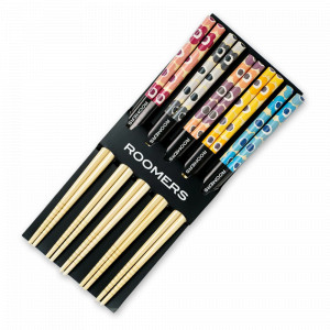 Набор из 5-ти пар палочек для еды, 22.5 см, бамбук, бежевый, декор, ROOMERS TABLEWARE, Нидерланды, Палочки для суши