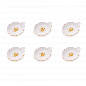 Набор из 6-ти розеток с ручкой, 13 см, фарфор, белый, декор, серия Зеленый цветок, BERNADOTTE, Чехия, Соусники набор