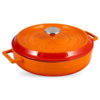 Сотейник с крышкой, 3,5 л, 28 см, чугун, оранжевый, LAVA, Турция