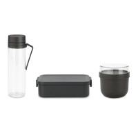 Набор из 2-х ланч-боксов и бутылки, пластик, антрацит, серия Make & Take, BRABANTIA, Бельгия