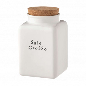 Банка для хранения соли с крышкой, 18.5 см, керамика, белый, декор, серия Bianca Easy, NUOVA CER, Италия, Bianca Easy NUOVA CER