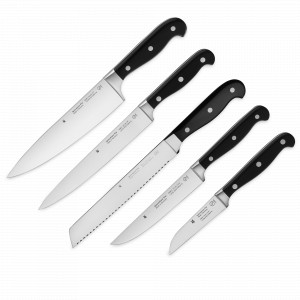 Набор из 5-ти ножей, нержавеющая сталь 18/10, пластик, черный, серия Spitzenklasse Plus, WMF, Германия, WMF (Германия)