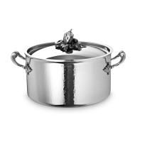 Кастрюля из нержавеющей стали, 8 л, диаметр 26 см, высота 15 см, крышка с посеребренной декорированной ручкой, серия Opus Prima, RUFFONI, Италия