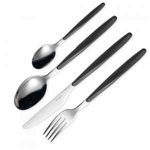 Набор столовых приборов на 6 персон, 24 предмета, нержавеющая сталь, пластик ABS, черный, серия MyFusion, GUZZINI, Италия, GUZZINI (Италия)