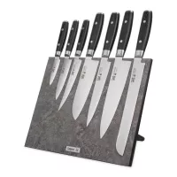 Набор кухонных ножей, 7 штук, на магнитной подставке ComposeEat (Vintage Grey), серия RAN, YAXELL, Япония, 