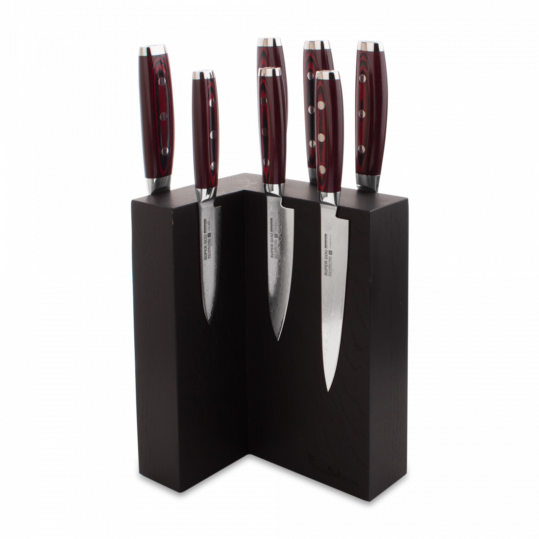 Набор из 7-и кухонных ножей на подставке из дуба, серия GOU 161, YAXELL, Япония