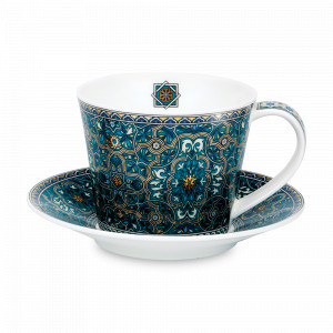 Пара чайная «Дубай», 350 мл, костяной фарфор, декор, серия Islay, DUNOON, Великобритания, Кружки фарфоровые детские