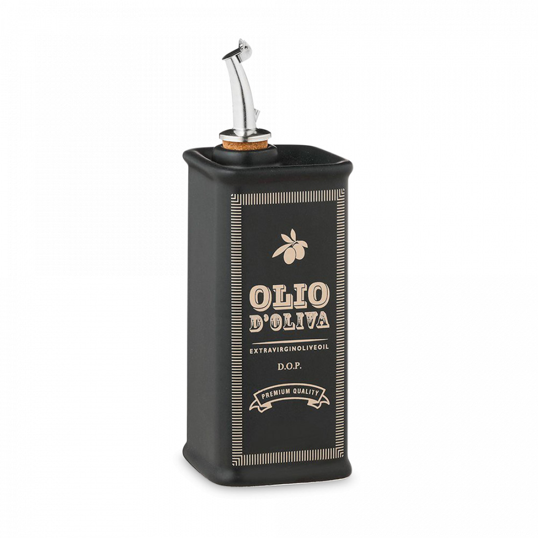 Бутылка для масла, 23 х 8 см,  0,5 л,  керамика, черный, серия Oliere Vintage, NUOVA CER, Италия