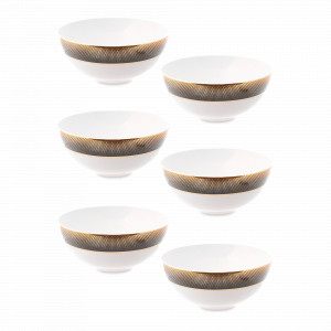 Набор из 6-ти салатников Black Gold, 21 см, фарфор, черный, золотой, серия Constanza Rio, FALKENPORZELLAN, Германия, Салатники, чаши сервировочные