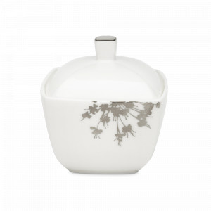 Сахарница с крышкой, 300 мл, фарфор, белый, декор, серия Floral silhouette, MIKASA, США, Сахарницы