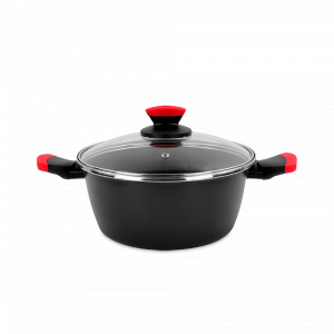 Кастрюля низкая с крышкой, 24 см, сталь, стеклоэмаль, черный, серия Kilauea, VITRINOR, Испания, Посуда антипригарная