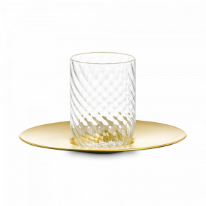 Кофейная пара для эспрессо, 100 мл, хрустальное стекло, цвет декора - золотой, серия Twist, EISCH, Германия, EISCH (Германия)