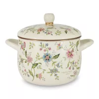Кастрюля с крышкой, 4,3 л, эмалированная сталь, белый, декор, серия Прованс, EJIRY, Япония, 