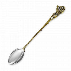 Ложка кофейная «Глухарь», посеребрение с чернением, серия Охотничий домик, Кольчугинский Мельхиор, Россия, Отдельные предметы