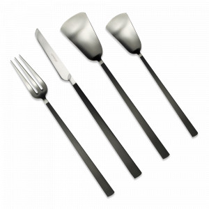 Набор столовых приборов 24 предмета, на 6 персон, матовая сталь, серия Osaka Black, HERDMAR, Португалия, Наборы столовых приборов 24 предмета