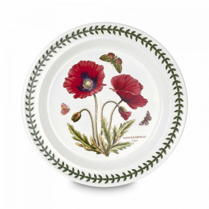 Тарелка обеденная «Мак», 25 см, фаянс, белый, декор, серия Botanic Garden, PORTMEIRION, Великобритания, Английский фарфор