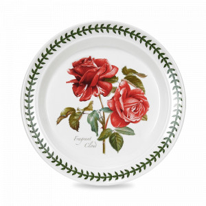 Тарелка десертная «Ароматное яблоко красная роза», 20 см, фаянс, белый, декор, серия Botanic Roses, PORTMEIRION, Великобритания, Белые тарелки для сервировки