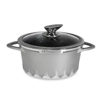 Кастрюля с крышкой, dia 20 см, 2,6 л, алюминий с каменным покрытием, ручки: нержавеющая сталь, для индукционных плит, серия Artmartin, KITCHENSTAR, Китай, 