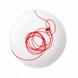 Тарелка десертная, 23 см, костяной фарфор, белый, красный, серия Fil Rouge Nodi, TAITU, Италия, Тарелки красные