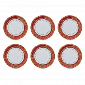Набор из 6-ти суповых тарелок Красный лист, 23 см, фарфор, белый, декор, серия Мария-Тереза, REPAST, Чехия, Тарелки REPAST