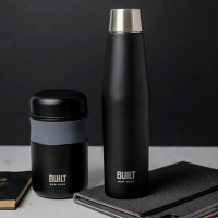 Набор из термобутылки и термоса для еды, 540 и 473 мл, нержавеющая сталь, черный, серия Built, KITCHEN CRAFT, Великобритания_00813080052839829862.jpg