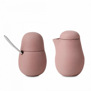 Набор молочник и сахарница с ложкой, фарфор, розовый, серия Nina, VIVA Scandinavia, Дания, Сахарницы