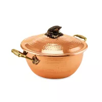Кастрюля с крышкой «Кукуруза», 25 см, 3.5 л, медь кованая, серия Медная посуда, Кольчугинский Мельхиор, Россия, 