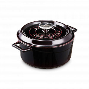 Кастрюля с крышкой , 4,5 л, 24 см, чугун, баклажан, LAVA, Турция, Посуда чугунная