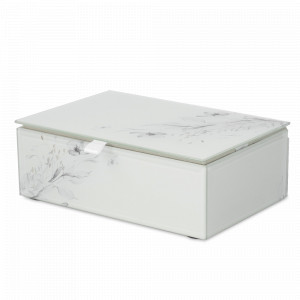 Шкатулка для украшений, 15 х 10 см, стекло, белый. декор, серия Flower melody, ANNA LAFARG, Китай, Flower melody ANNA LAFARG