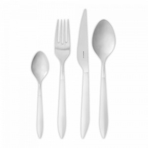 Набор столовых приборов на 6 персон, 24 предмета, сталь, акрил, цвет: матовая сталь - слоновая кость, серия Ares, BUGATTI Cutlery, Италия, BUGATTI CUTLERY (Италия)