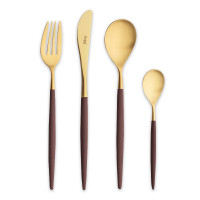 Набор столовых приборов 24 предм., с коричневыми ручками, MIO BROWN GOLD, подарочная упаковка, серия Mio, CUTIPOL, Португалия