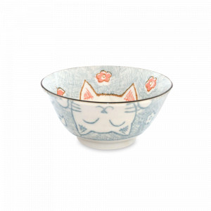 Салатник порционный Cat, 14.8 см, 500 мл, фарфор, голубой, декор, серия Kawaii, TOKYO DESIGN, Нидерланды, TOKYO DESIGN (Нидерланды)