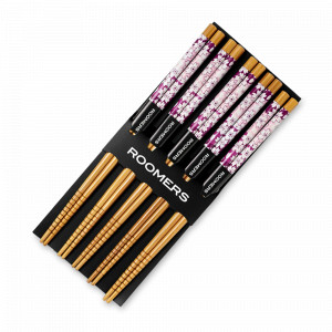 Набор из 5-ти пар палочек для еды, 22.5 см, бамбук, бежевый, декор, ROOMERS TABLEWARE, Нидерланды, Палочки для суши