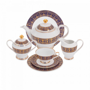 Сервиз чайный на 12 персон Византия, 42 предмета, фарфор, белый, декор, серия Midori, ANNA LAFARG, Китай, Чайные сервизы из фарфора