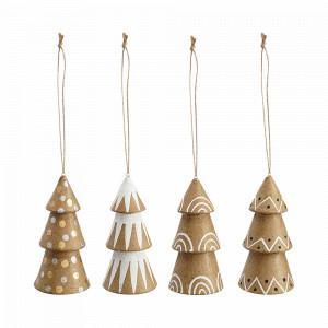 Набор елочных украшений Zero waste, 4 предмета, папье-маше, мультиколор, серия New Year Essential, TKANO, Россия, Декор для дома TKANO