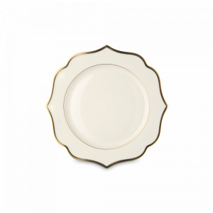 Тарелка десертная Avorio, 20 см, костяной фарфор, позолота, цвет: слоновая кость, серия Ionica, LE COQ, Италия, Итальянский фарфор