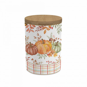Банка для хранения, 700 мл, фарфор, дерево, белый, декор, серия Тыква, EASY LIFE (R2S), Италия, Банки для продуктов
