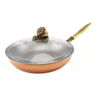 Сковорода со стеклянной крышкой «Чеснок», 25 см, 1.7 л, медь, серия Медная посуда, Кольчугинский Мельхиор, Россия, 